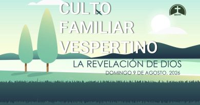 CULTO FAMILIAR VESPERTINO – 9 de agosto, 2026 – Berith
