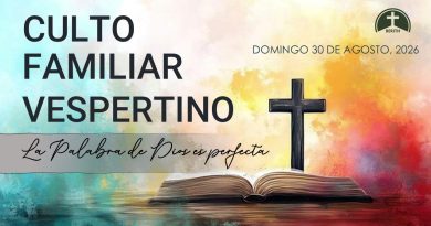 CULTO FAMILIAR VESPERTINO – 30 de agosto, 2026 – Berith