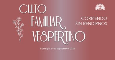 CULTO FAMILIAR VESPERTINO – 27 de septiembre, 2026 – Berith